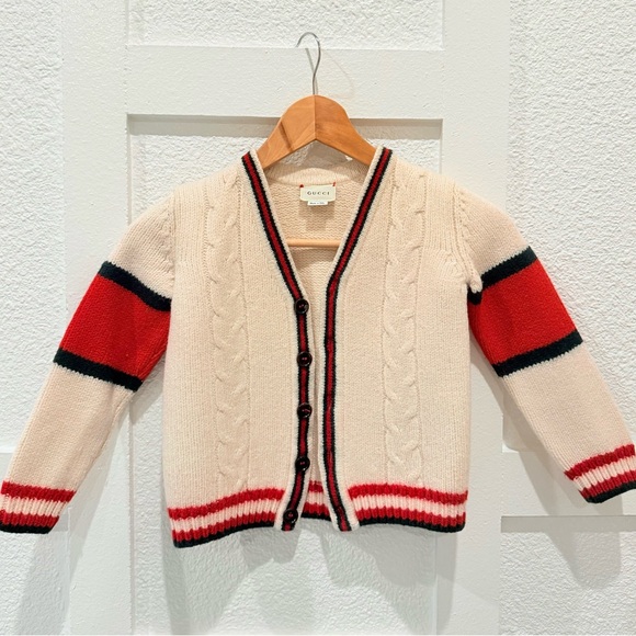 Gucci Other - Gucci Cream Cardigan with Red and Green Stripes